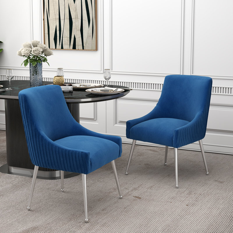 Baudel 19.7'' H Tufted Velvet Upholstered Side Chair, Blue