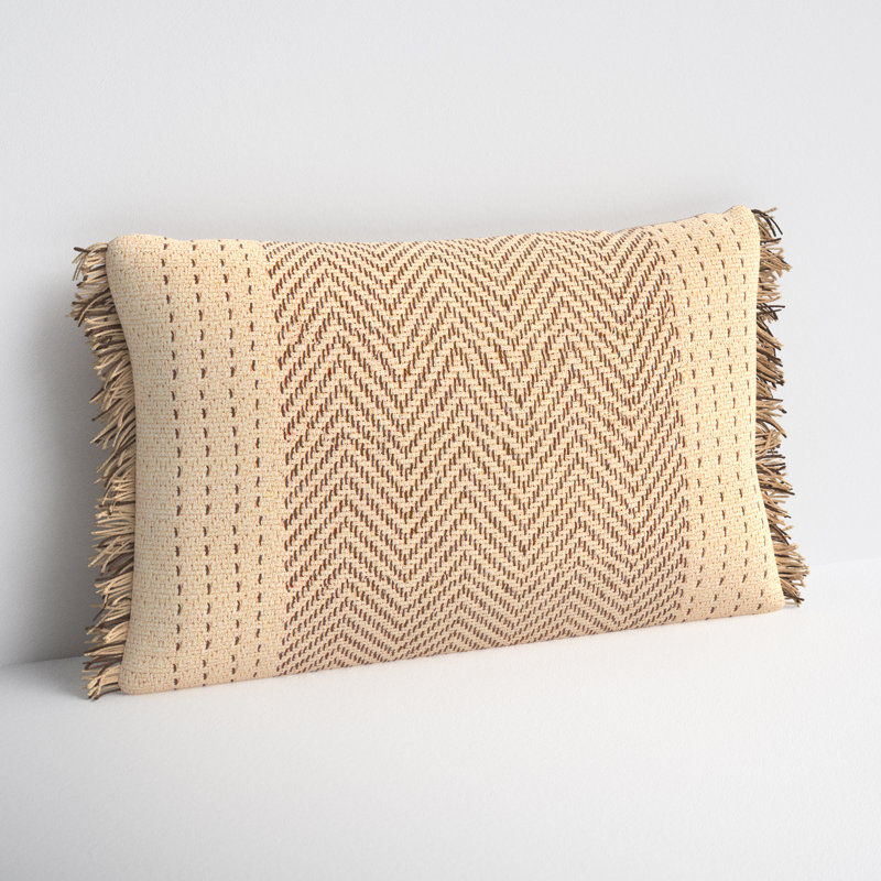 Carey Fringed Cotton Pillow Cover, Natural