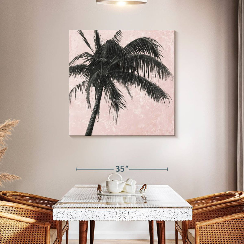 Harnek Gray Palm On Pink II, 39" H x 39" W