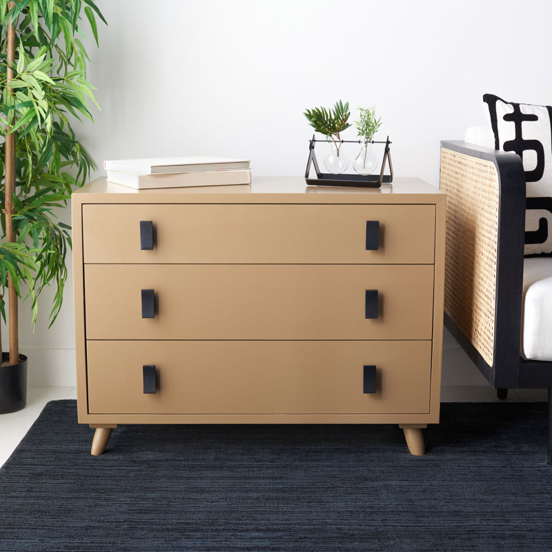 Damanpreet 35.4'' W 3 - Drawer Dresser, Taupe