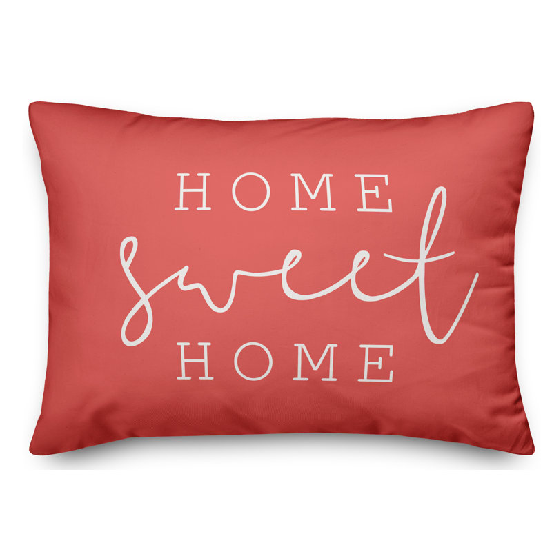  Housse et insert de coussin rectangulaire d'extérieur mince Home Sweet Home, Corail
