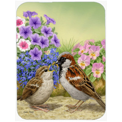 Caroline's Treasures House Sparrows Glass Cutting Board