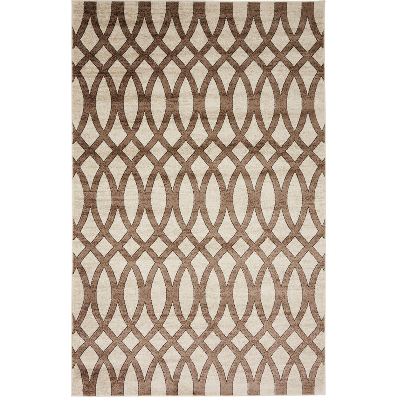 Tapis contemporain couleur café Emigdio, Rectangle 5 pi x 8 pi