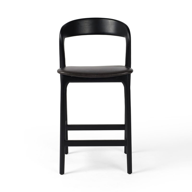 Amare Stool, Counter Stool (26.5" Seat Height), Sonoma Black Genuine Leather/Black