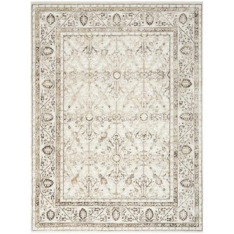 Lafever 5'3" x 7' Ivory Brown Vintage Indoor Rug, Rectangle 5'3'' x 7'