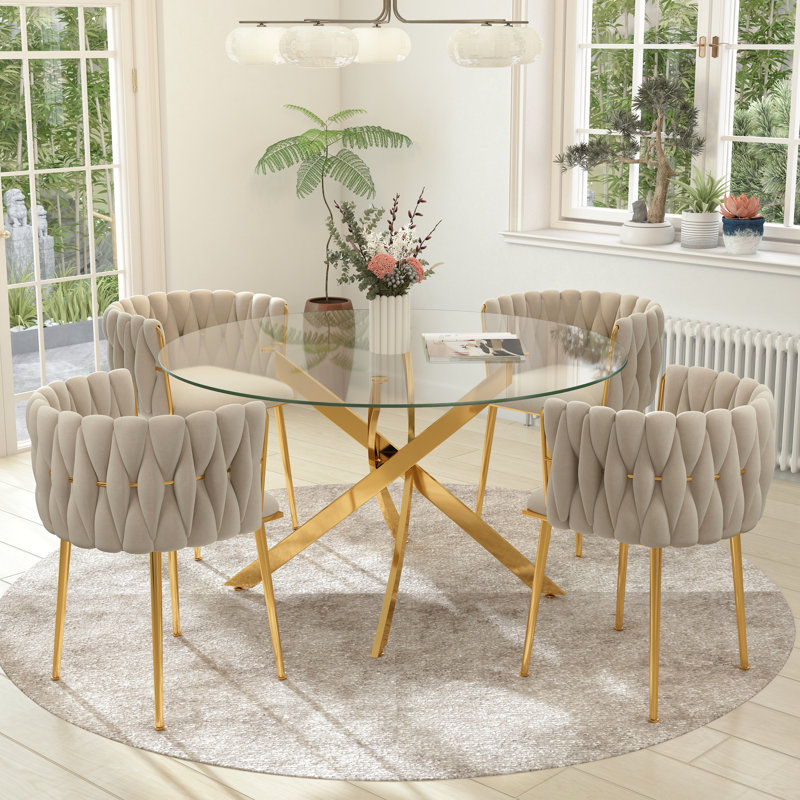 Table de salle à manger Azaryah, Beige, H 29,5 po x L 47 po x l 47 po