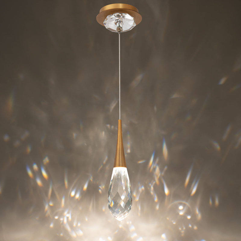 Hibiscus 1 Light LED Mini Pendant, Aged Brass