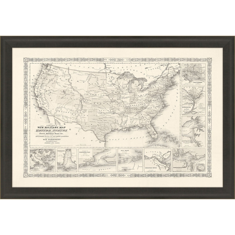 Carte militaire des États-Unis, 1861, art encadré