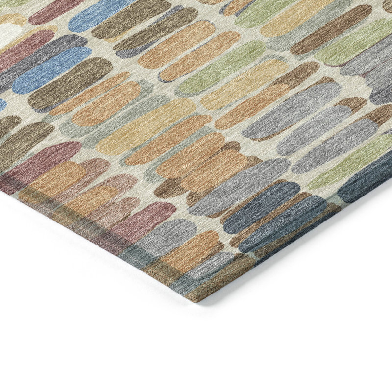 Tapis abstrait intérieur / extérieur lavable à la machine Molewski ACN2349, Rectangle 1 pi 8 po x 2 pi 6 po