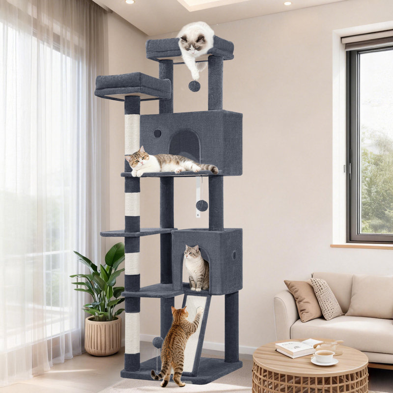 Cat Tree, Dark Grey, 50 x 50 x 178 cm