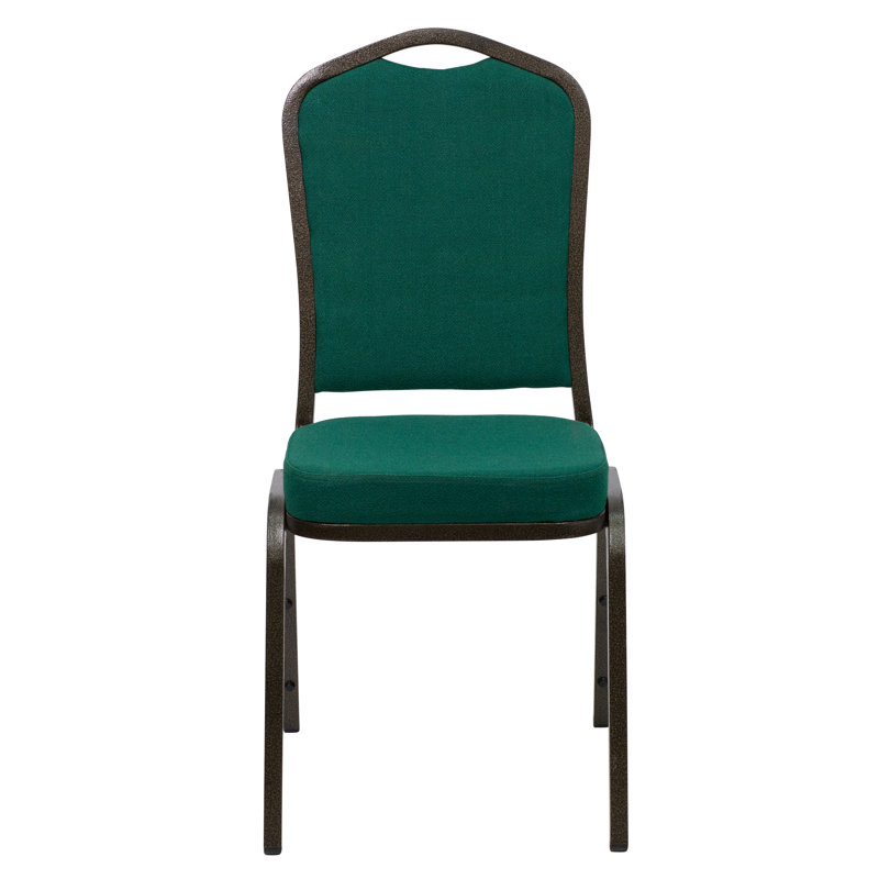 Chaise de banquet empilable Oliverson, Cadre brun, Tissu vert, 4
