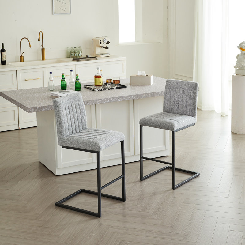 Tabouret de bar avec structure en métal noir robuste, sièges élégants et confortables pour îlot de cuisine, salon et pub, 2 ensembles