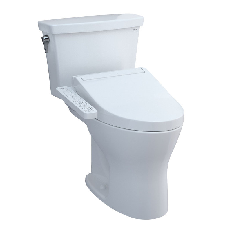 TOTO® Drake® Transitional WASHLET® + deux pièces allongées à double chasse 1,28 et 0,8 GPF de hauteur universelle avec toilette brute de 10 pouces et siège de bidet WASHLET C 2, blanc coton
