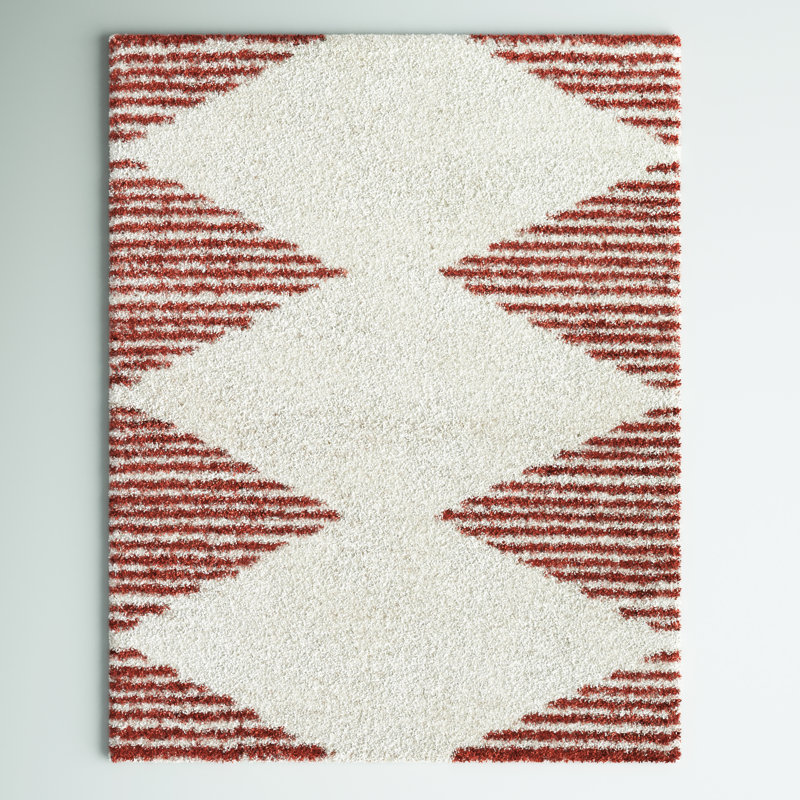 Tapis orange brûlé / ivoire Ashlynn, Rectangle 7 pi 10 po x 10 pi