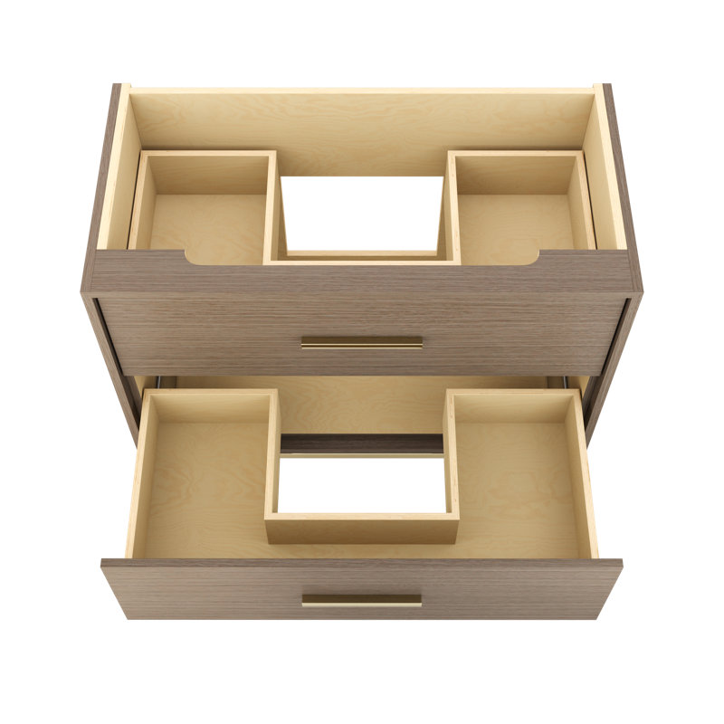 Rift White Oak Two-Drawer Single Bath Vanity, Natural Weathered, Satin Gold, 42"