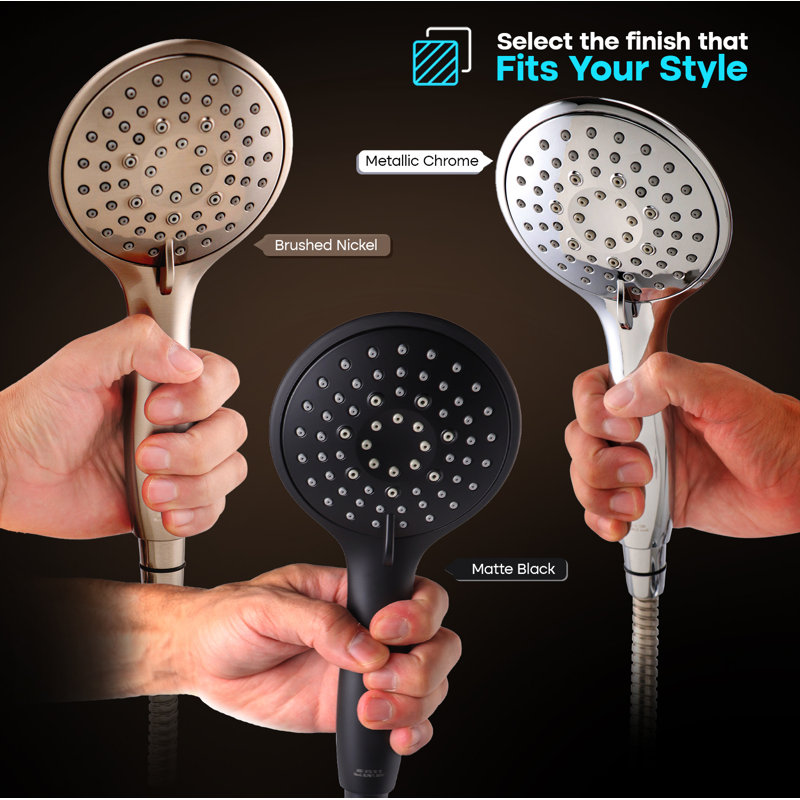 Pomme de douche à 5 fonctions à massage, pomme de douche à main facile à nettoyer noir mat