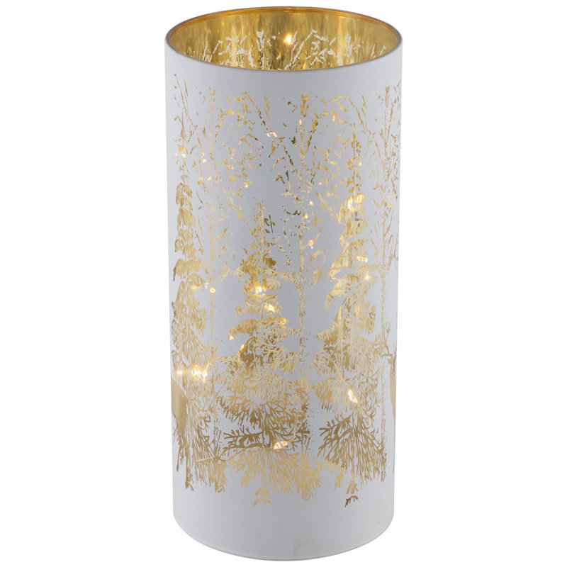 Décoration de Noël bougie de Noël cerf en verre forêt ouragan - 8 po
