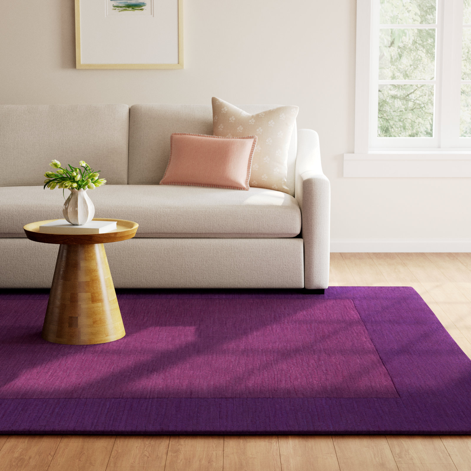 Dolma Dark Plum Hand-Woven Wool Rug, Rectangle 8' x 11'