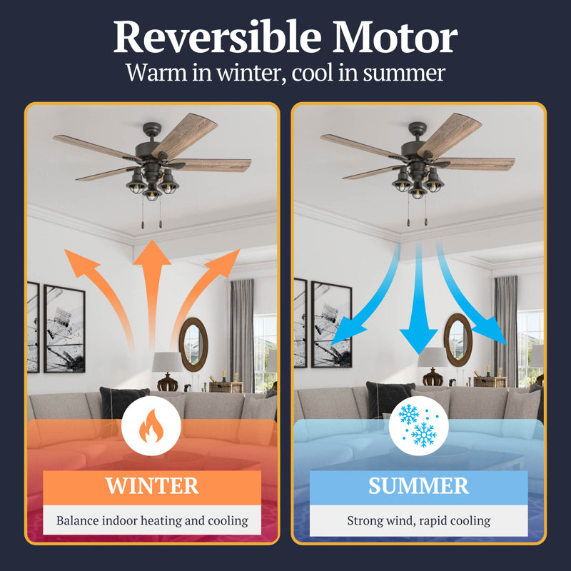 Arlea 52" Ceiling Fan with LED Light, Standard No Remote