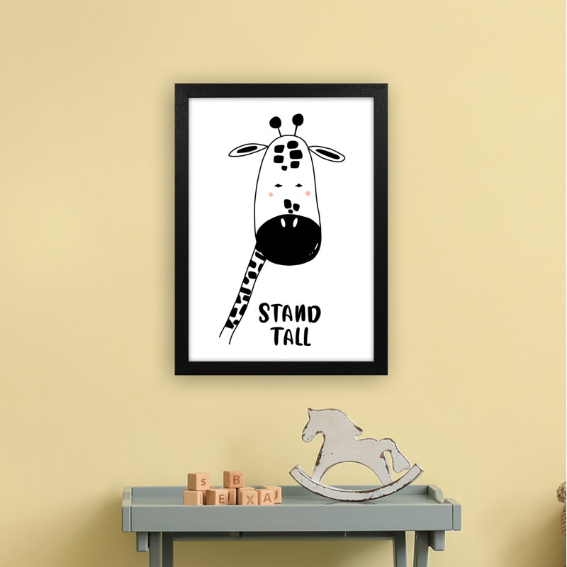 Giraffe by Miniofmine - Print, 46cm H x 34cm W x 3cm D, Brown Framed