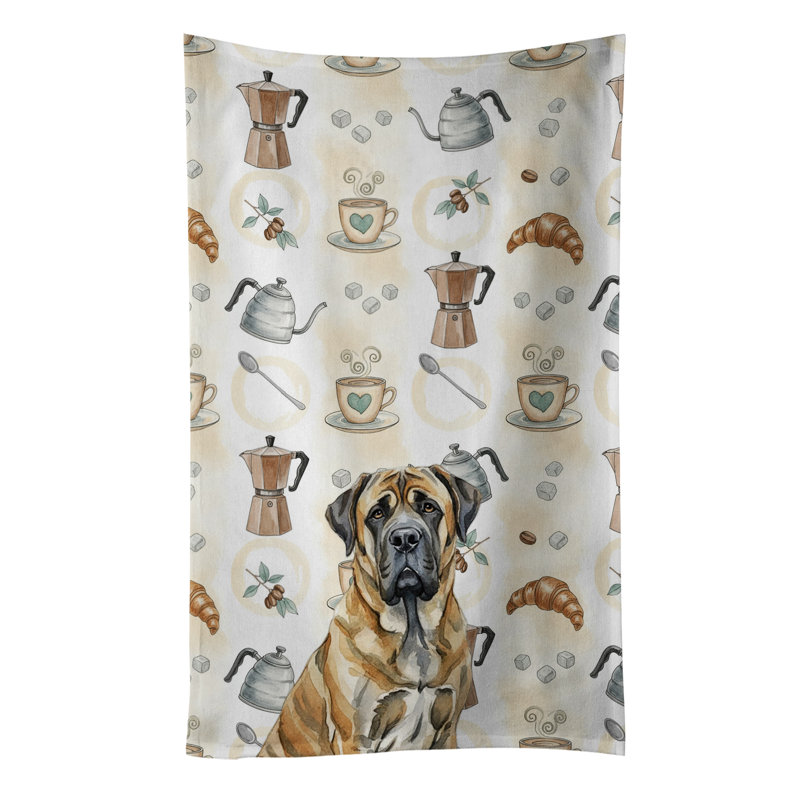 Brindle English Mastiff Coffee Bar Kitchen Towel, Brindle English Mastiff