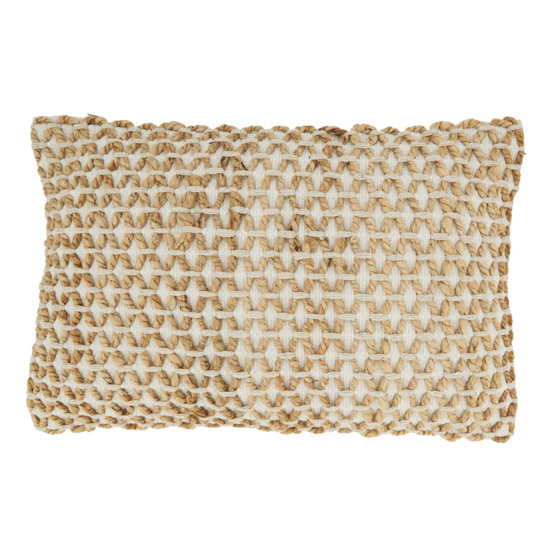 Islander Collection Cotton Throw Pillow, Ivory, Pillow Cover Only - No Insert, 12"H x 20"W