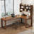 Nut-brown L-Shaped Solid Wood desk-650329680-650329683