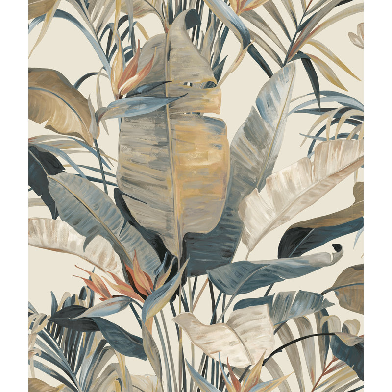 Papier peint cabana tropical corail, Brun