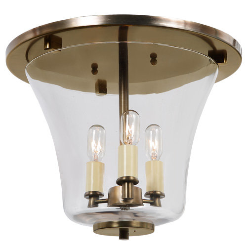 Katy Glass Flush Mount, Rubbed Brass
