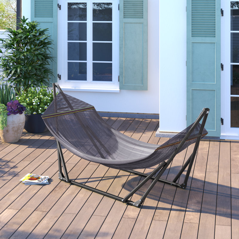 Govan Portable Camping Hammock with Stand, Gray, 86" L x 33"W x 39" H