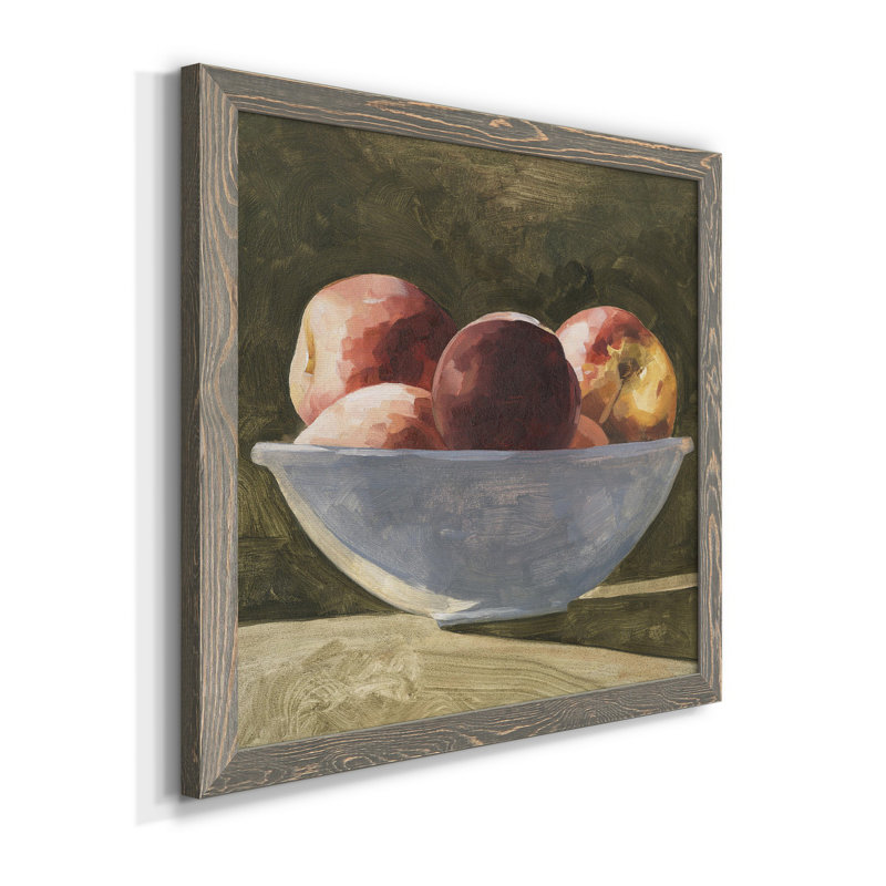 " Bowl Of Peaches II ", 31.5" H x 31.5" W x 1" D, Grey Framed