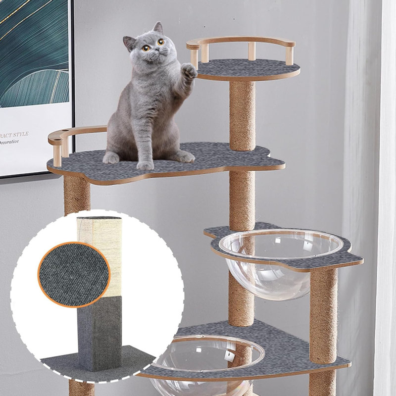 Trimmable Cat Scratching Post Carpet Covered 78.7”X15.8” Self-Adhesive Cat Tree Shelves Replacement Parts Mat Cat Scratcher For Cat Tree Shelves Steps Couch Furniture DIY Protector