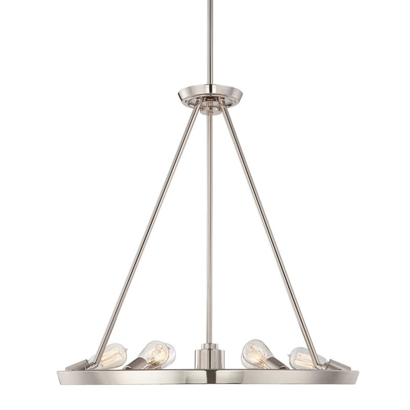Bengtson 6 - Light Waggon Wheel Chandelier, Imperial Silver