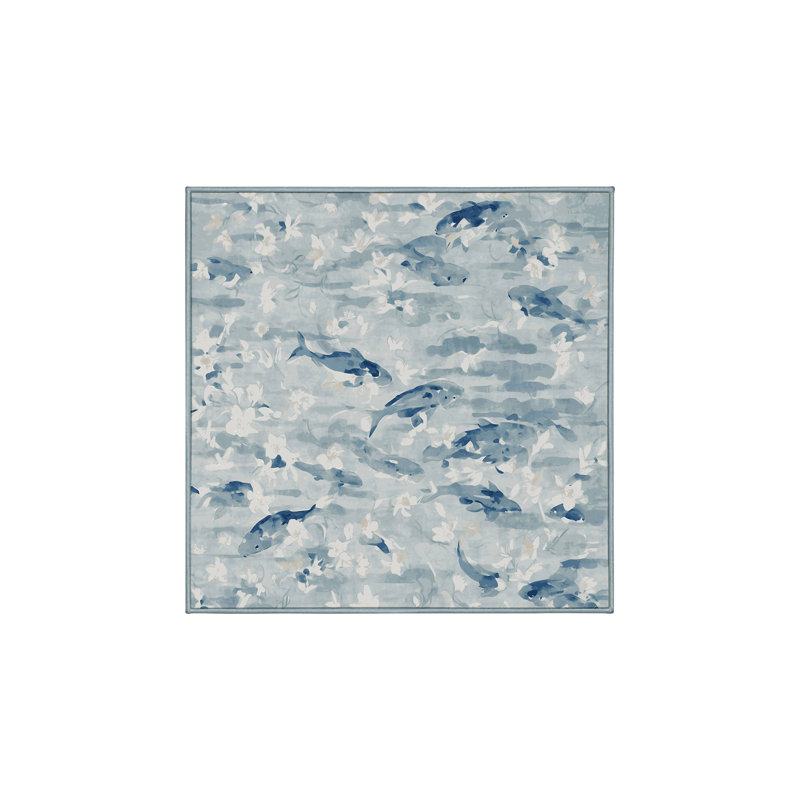 Tapis bleu soyeux et moelleux, Carré 4 pi