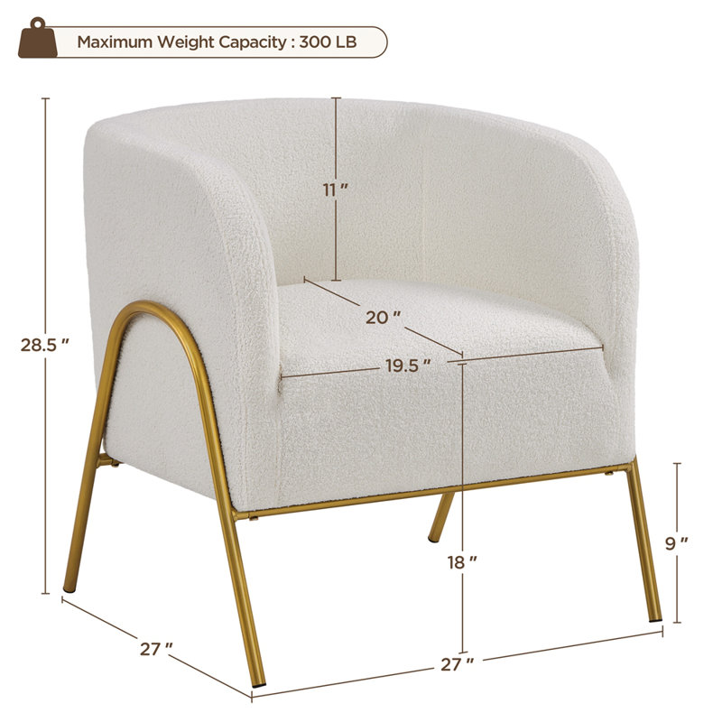 Fitchburg Upholstered Barrel Chair, Ivory Polyester Blend