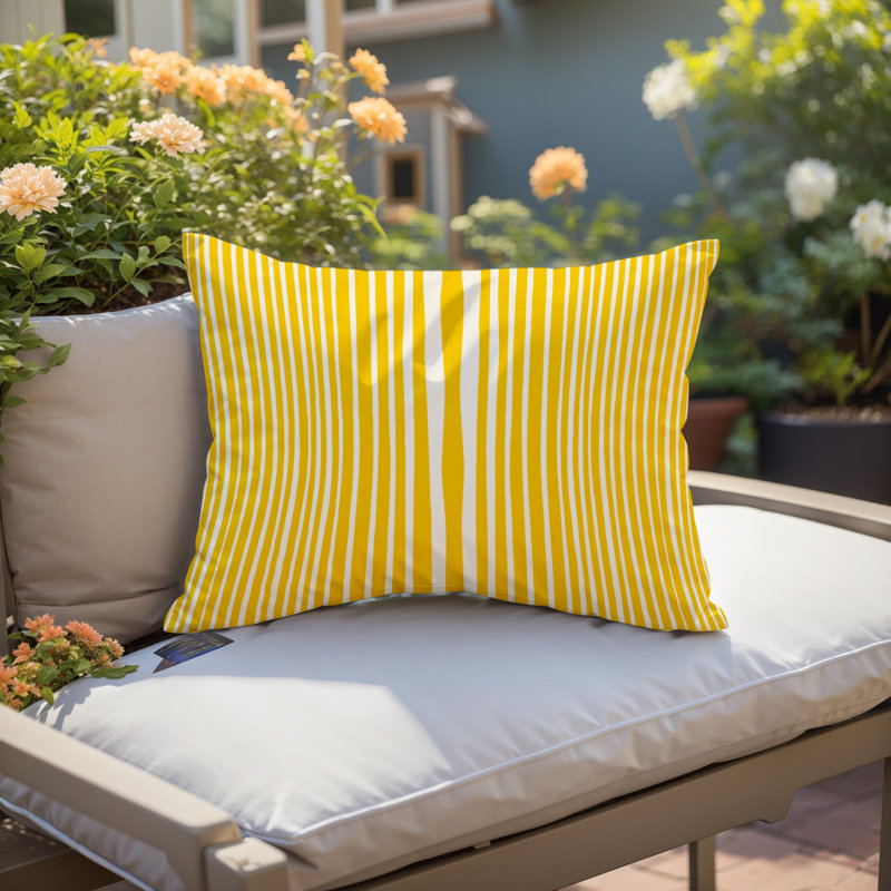 Michael Penny Ticking Pillow Cover & Insert, Polyester, Black/Off White, Rectangle 14"H x 20"W