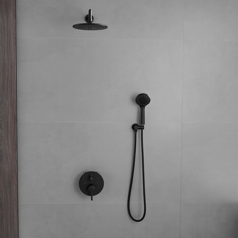 Wall Mounted Shower System With Handheld Shower 2 Handle Shower Faucet Set Brass Shower Trim Kit With Pressure Balance Valve