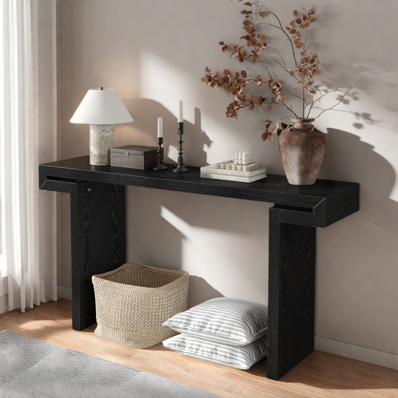 Console d'appoint en bois 60 po Anwen, Noir