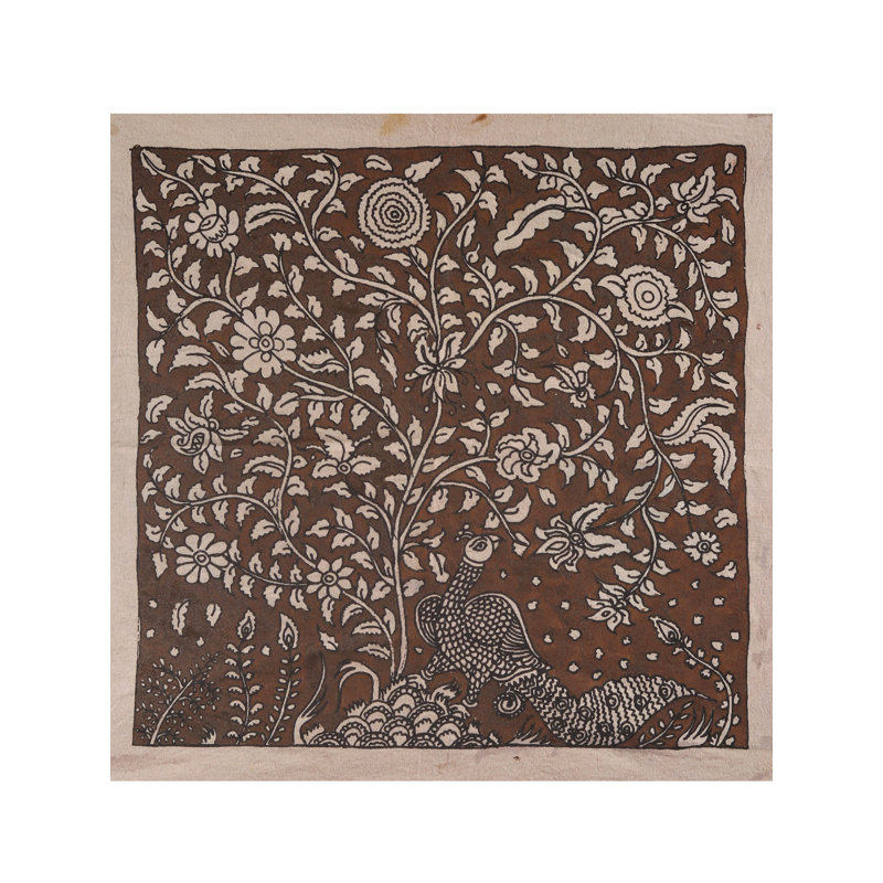 Paon sous un arbre floral - Mata Ni Pachedi | Coton Madarpat | Par Dilip Chitara