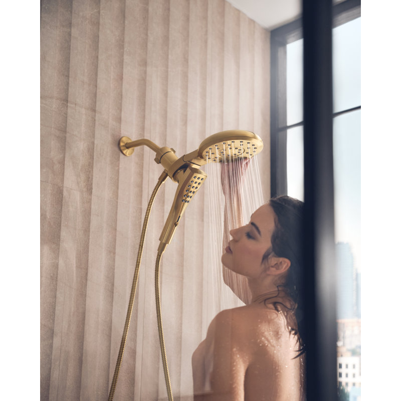 Moen Verso Eight-Function 7" Diameter Spray Head Standard With Hand Shower with Eco Performance, Brushed Gold