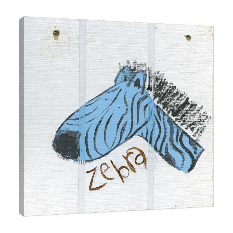 Joyeux zèbre bleu, art sur toile, H 18 po x l 18 po x P 1,5 po