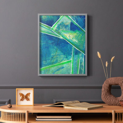 «Geometric in Cool IV», reproduction encadrée - bois massif