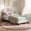 Kids Velvet Bed, Scalloped Shell Upholstery Headboard With Adjustable Height, European Single (90 X 200 cm) -1973792926