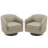 Applewold Upholstered Light Brown Cotton Blend Swivel Barrel Chair with Solid Wood Base