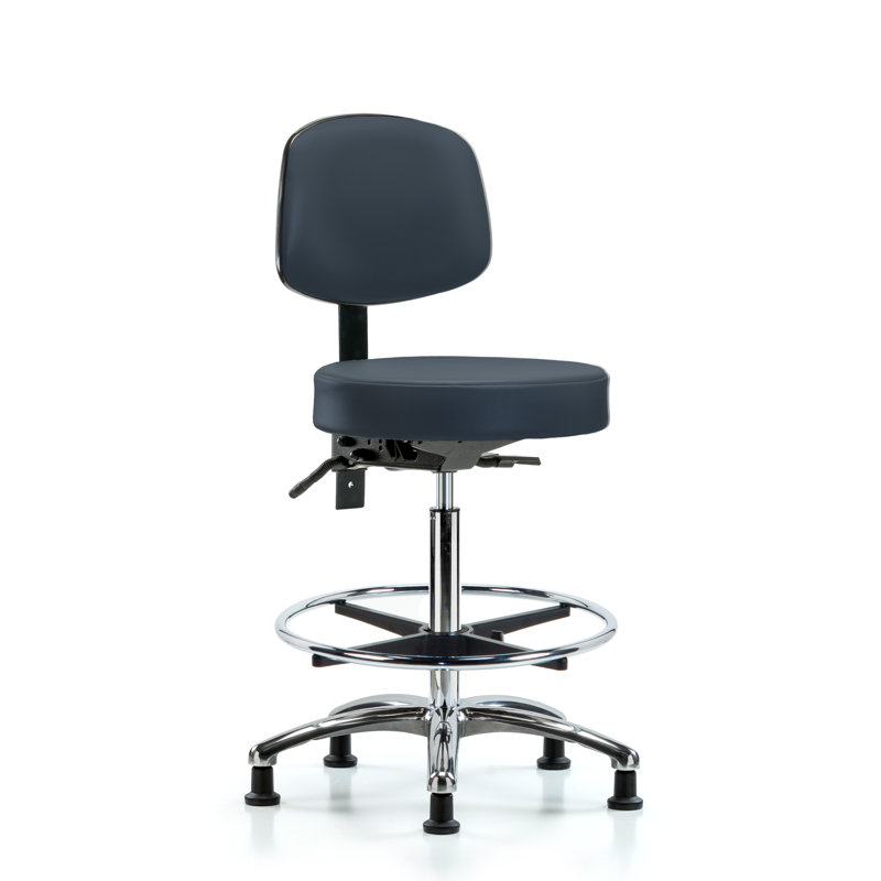 Tabouret de laboratoire à hauteur ajustable Micah, Patins, Bleu impérial