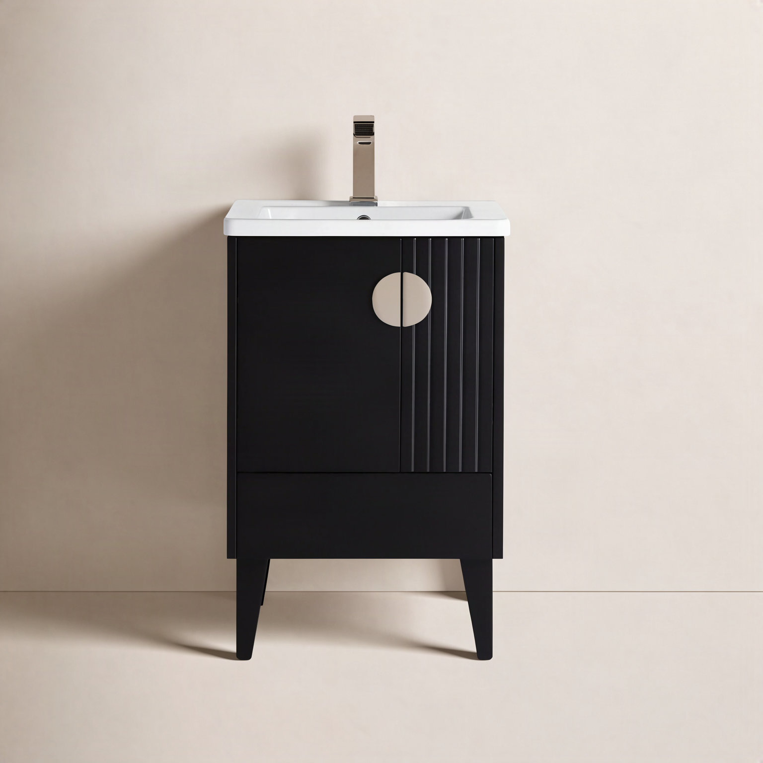 Saimah 20'' Single Bathroom Vanity, Black, Satin Nickel