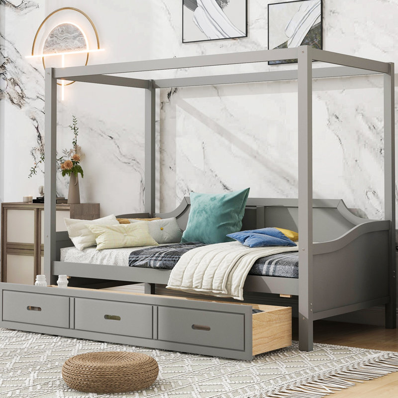 Inri Canopy Daybed with Storage, Gray