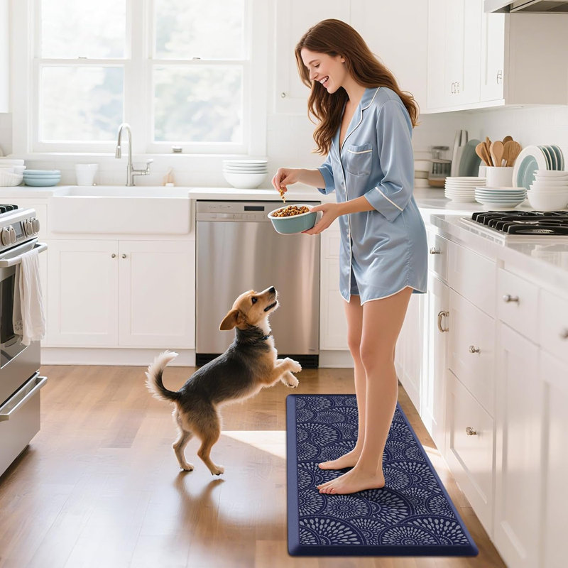 Tapis de cuisine en mousse Comfort, 39" x 17.3", Bleu