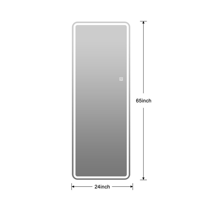 Miroir de plancher pleine longueur 65 pouces avec éclairage DEL et contrôle tactile intelligent