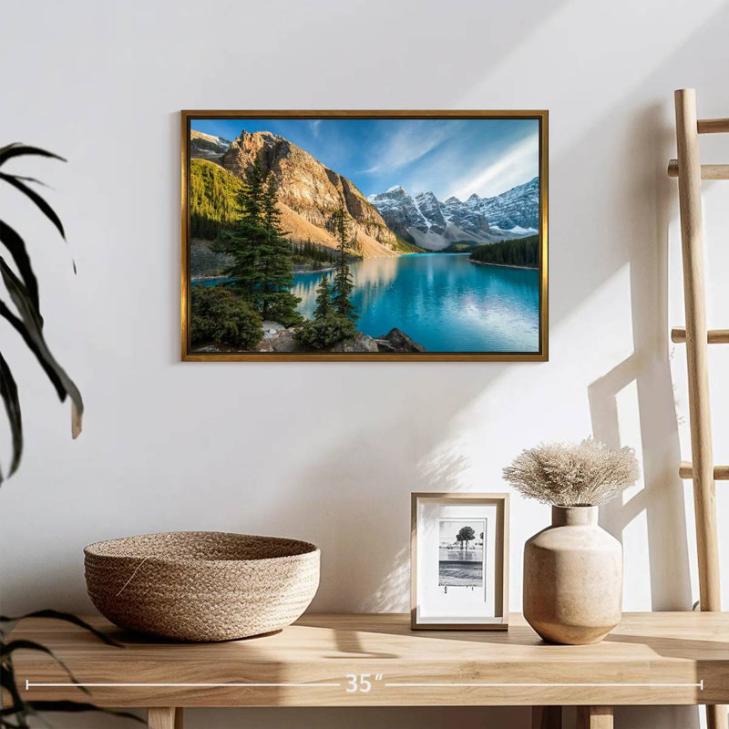 Lac Moraine Glorious, Cadre flottant doré, 19 po x 13 po